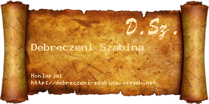 Debreczeni Szabina névjegykártya